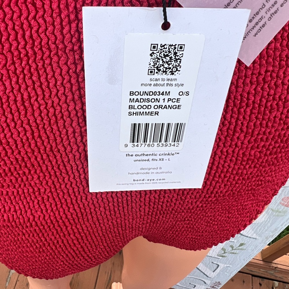 Bond-Eye Australian ‘Baywatch Red’/Blood Orange Shimmer One-Piece Swimsuit, NWT - Picture 8 of 16